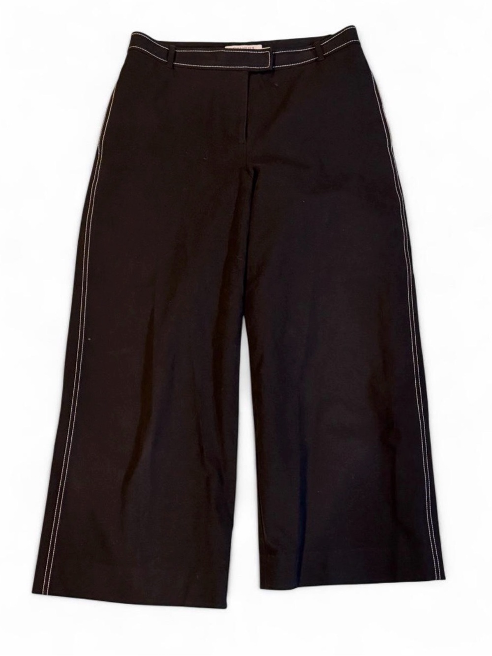 MM Lafleur Black Wide-Leg Pants with White Stitching